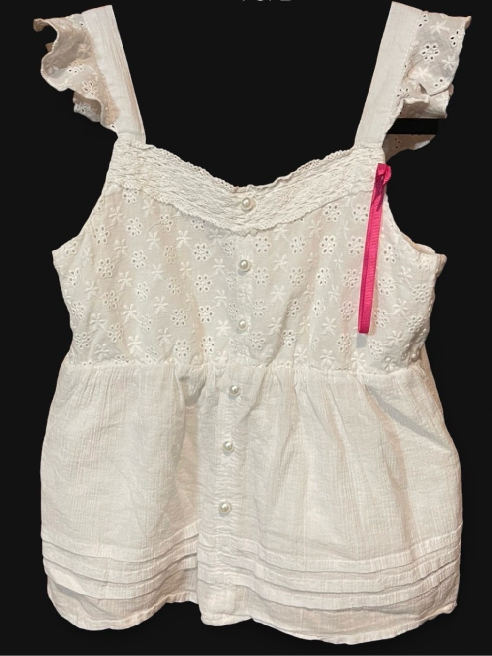 Justice White Eyelet Tank Top Girls 12/14 Cottagecore Boho